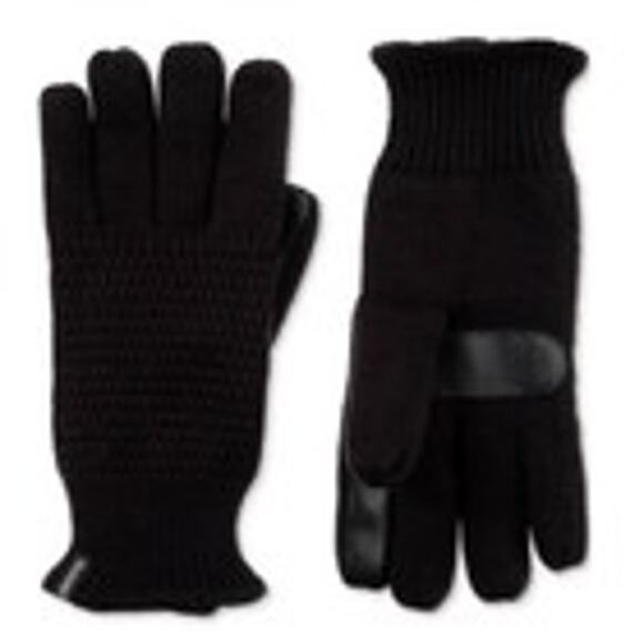 Isotoner Gloves Signature Women's One Size Black Water-Repellent Textured Knit - Picture 1 of 7